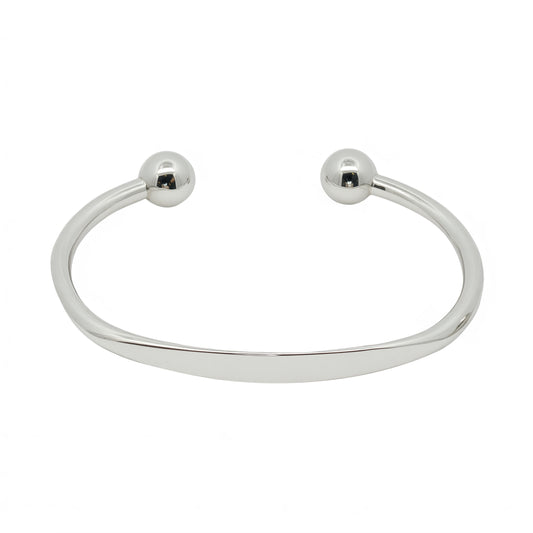 Solid Silver Faceted Torque Bangle