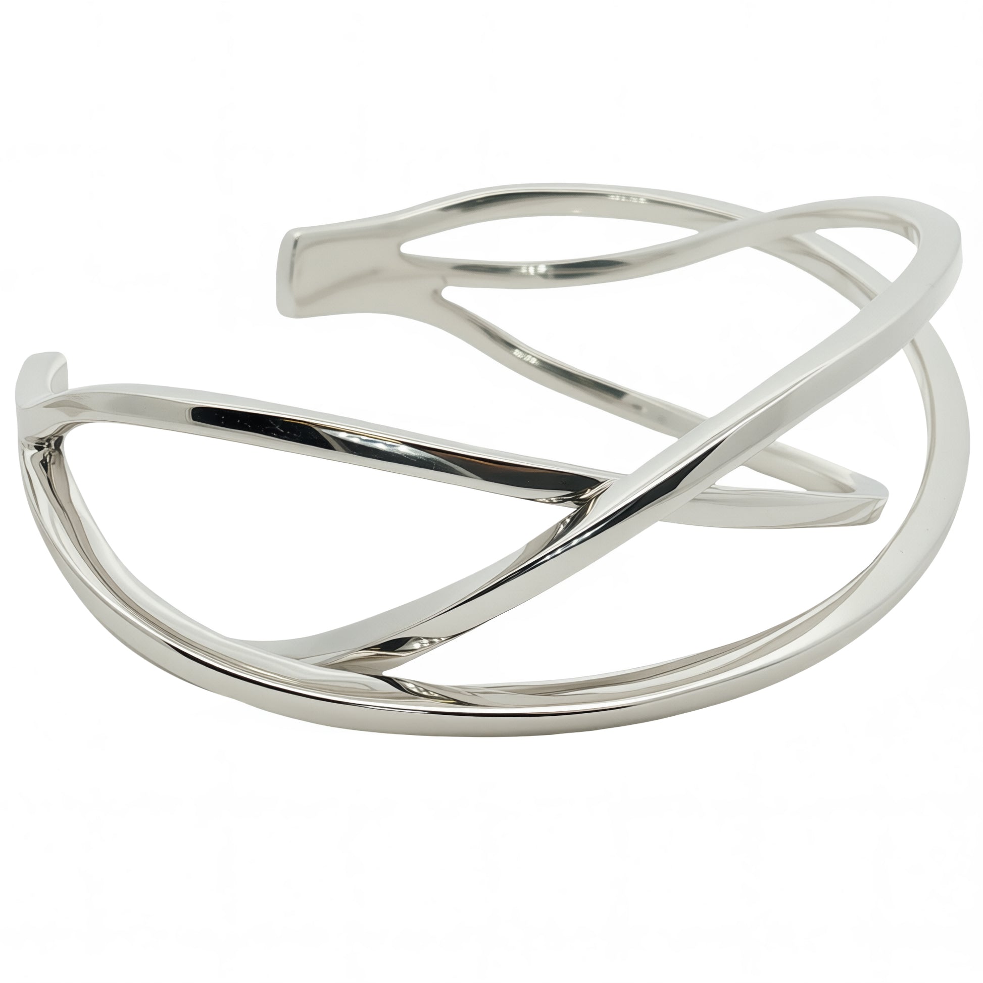 Grace & Co Solid Silver Open Intertwined Crossover Bangle