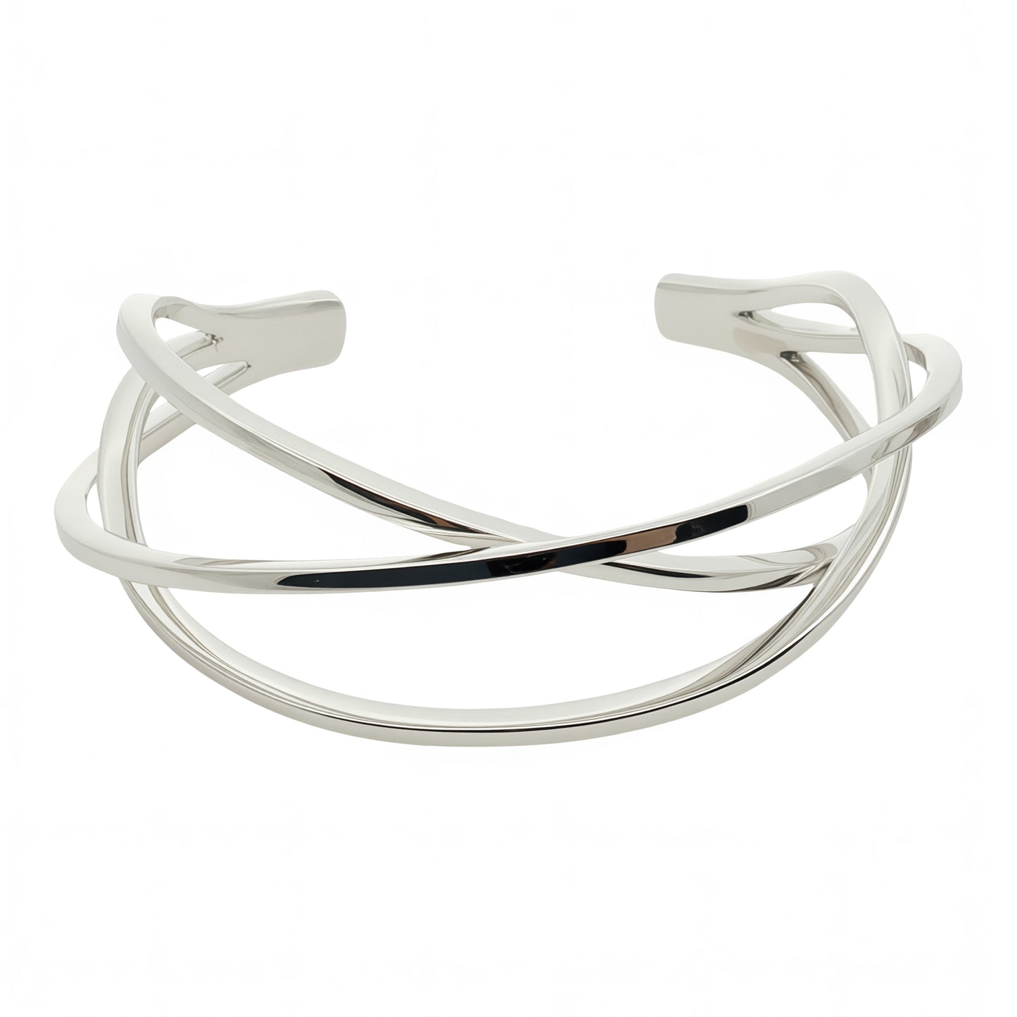 Solid Silver Open Intertwined Crossover Bangle