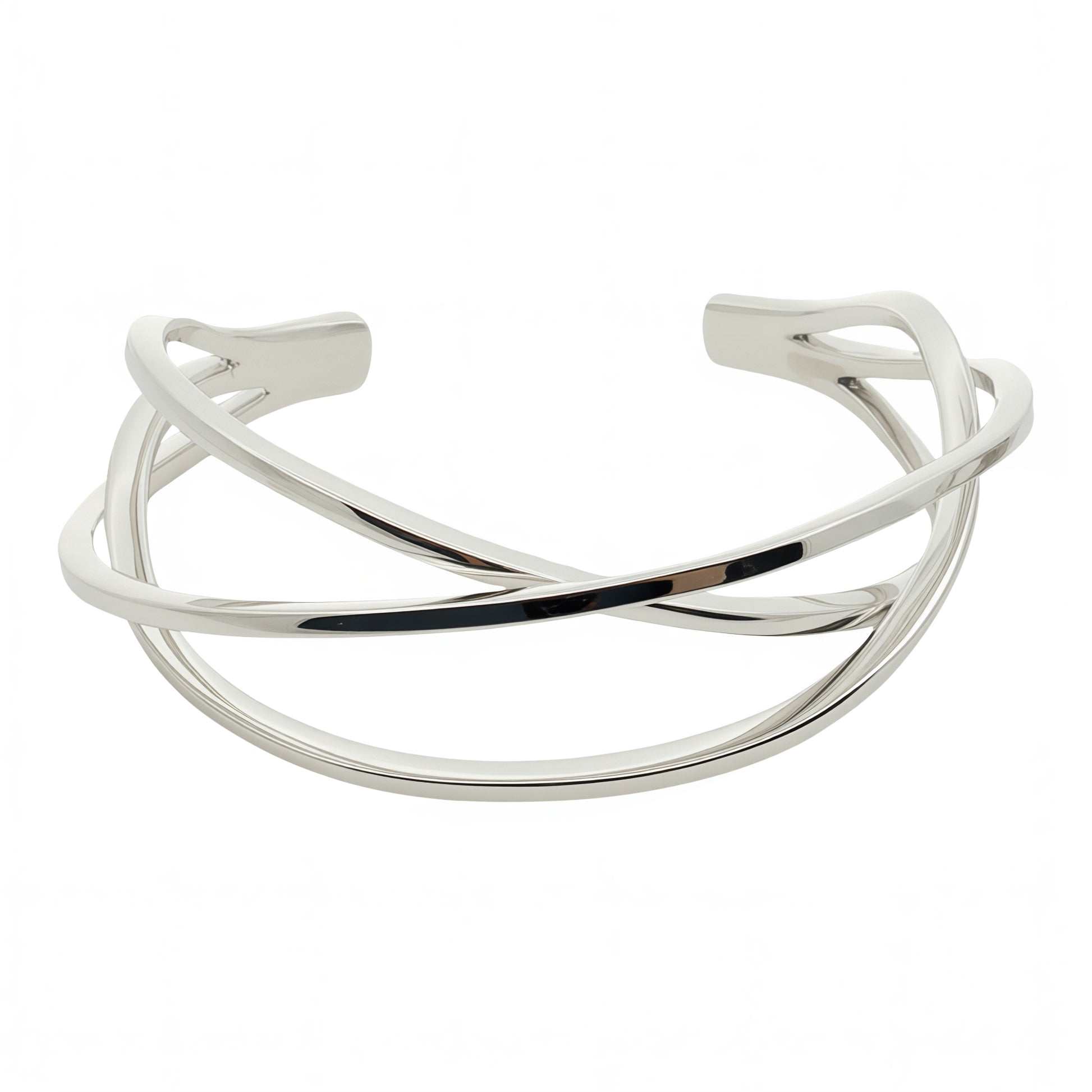 Grace & Co Solid Silver Open Intertwined Crossover Bangle