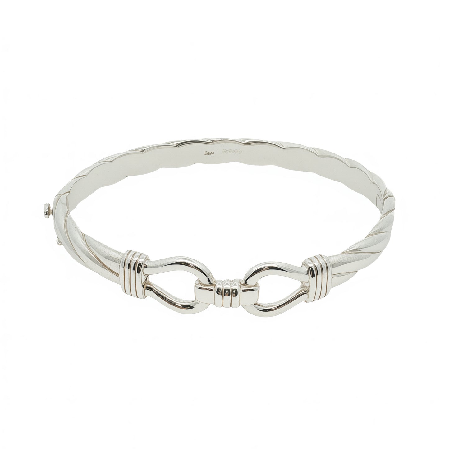Solid Silver Twisted Double Loop Rope Bangle