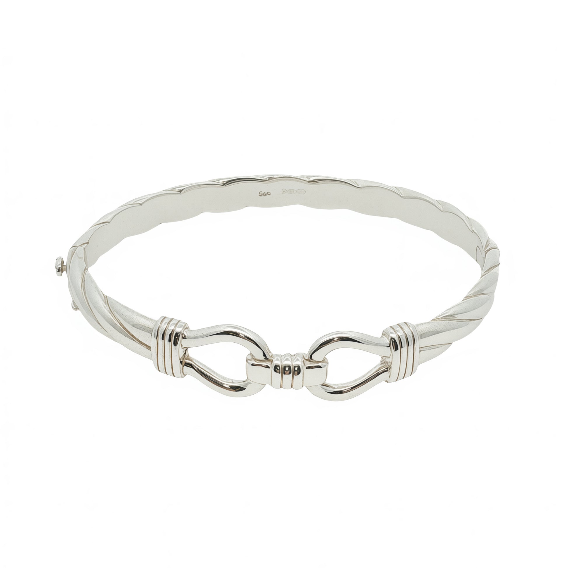 Grace & Co Solid Silver Twisted Double Loop Rope Bangle