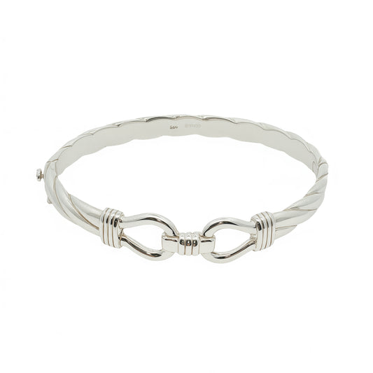 Solid Silver Twisted Double Loop Rope Bangle