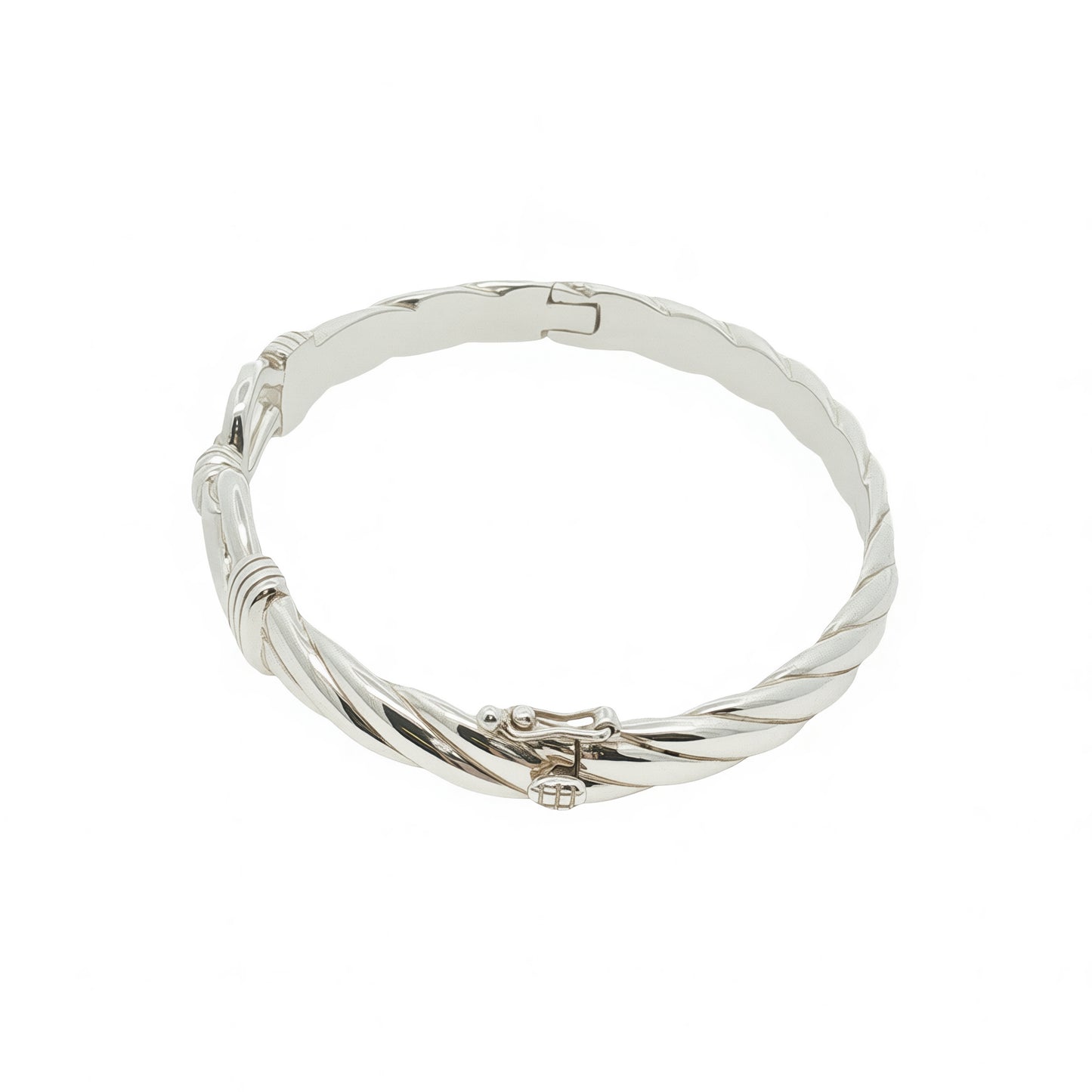 Solid Silver Twisted Double Loop Rope Bangle