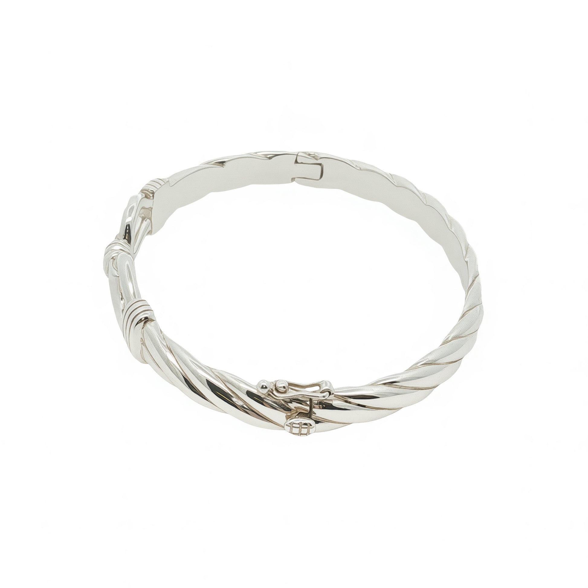 Grace & Co Solid Silver Twisted Double Loop Rope Bangle