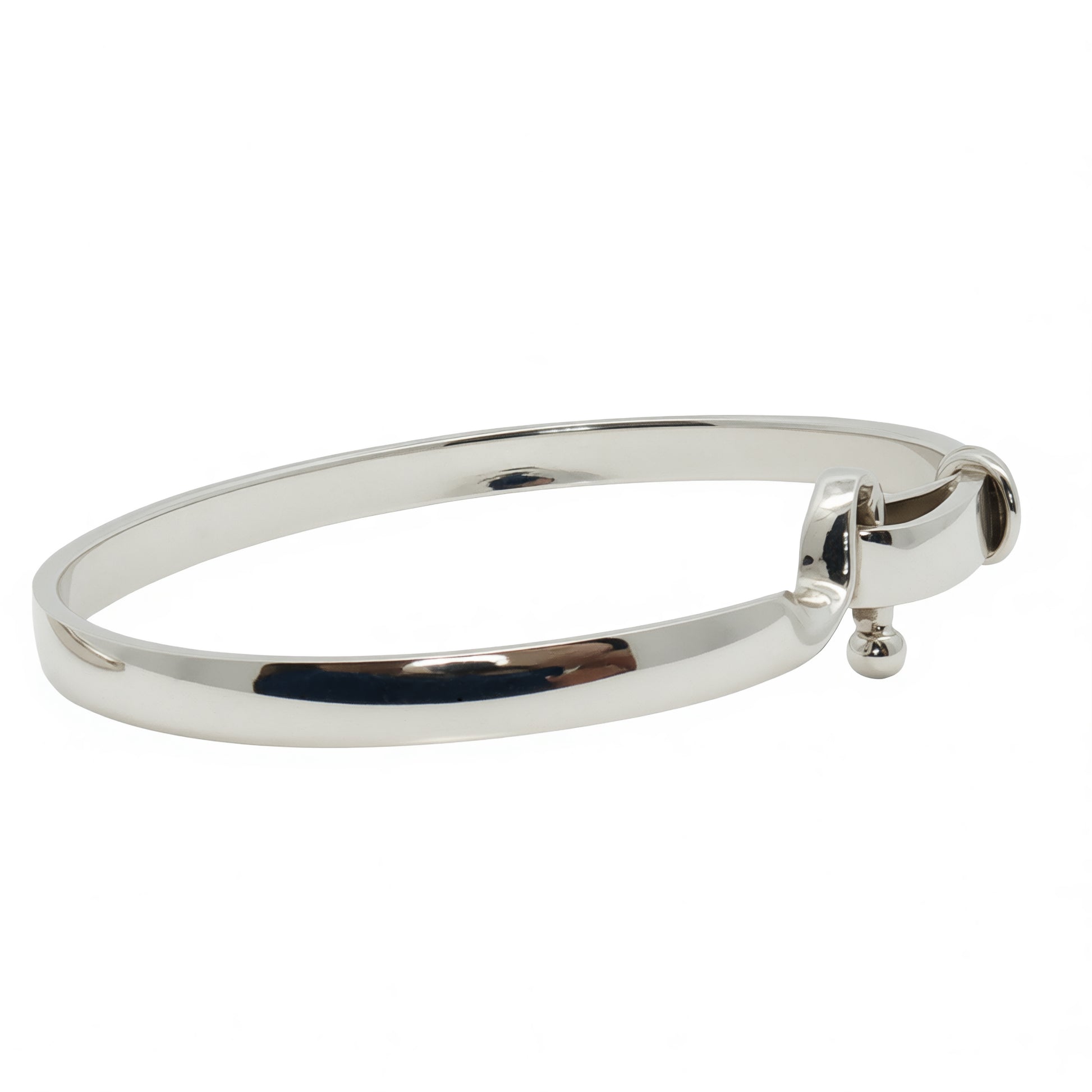Grace & Co Solid Silver Hook Clasp Bangle