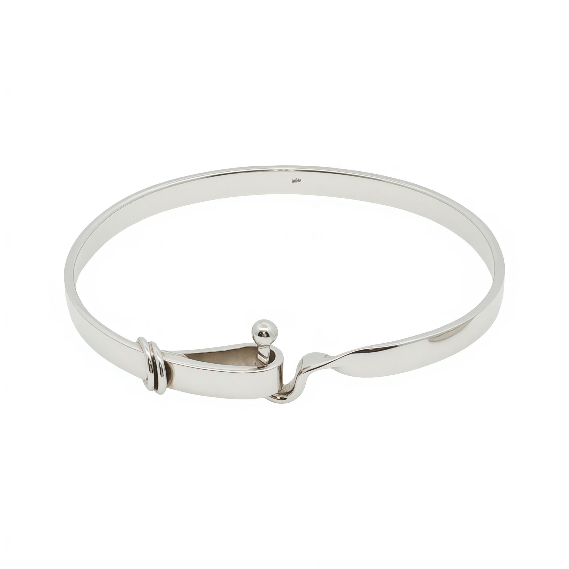 Grace & Co Solid Silver Hook Clasp Bangle