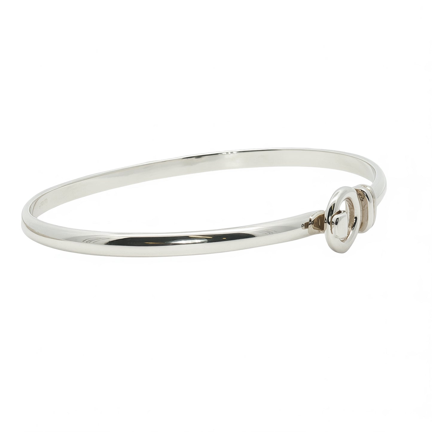 Solid Silver Round Hook Bangle
