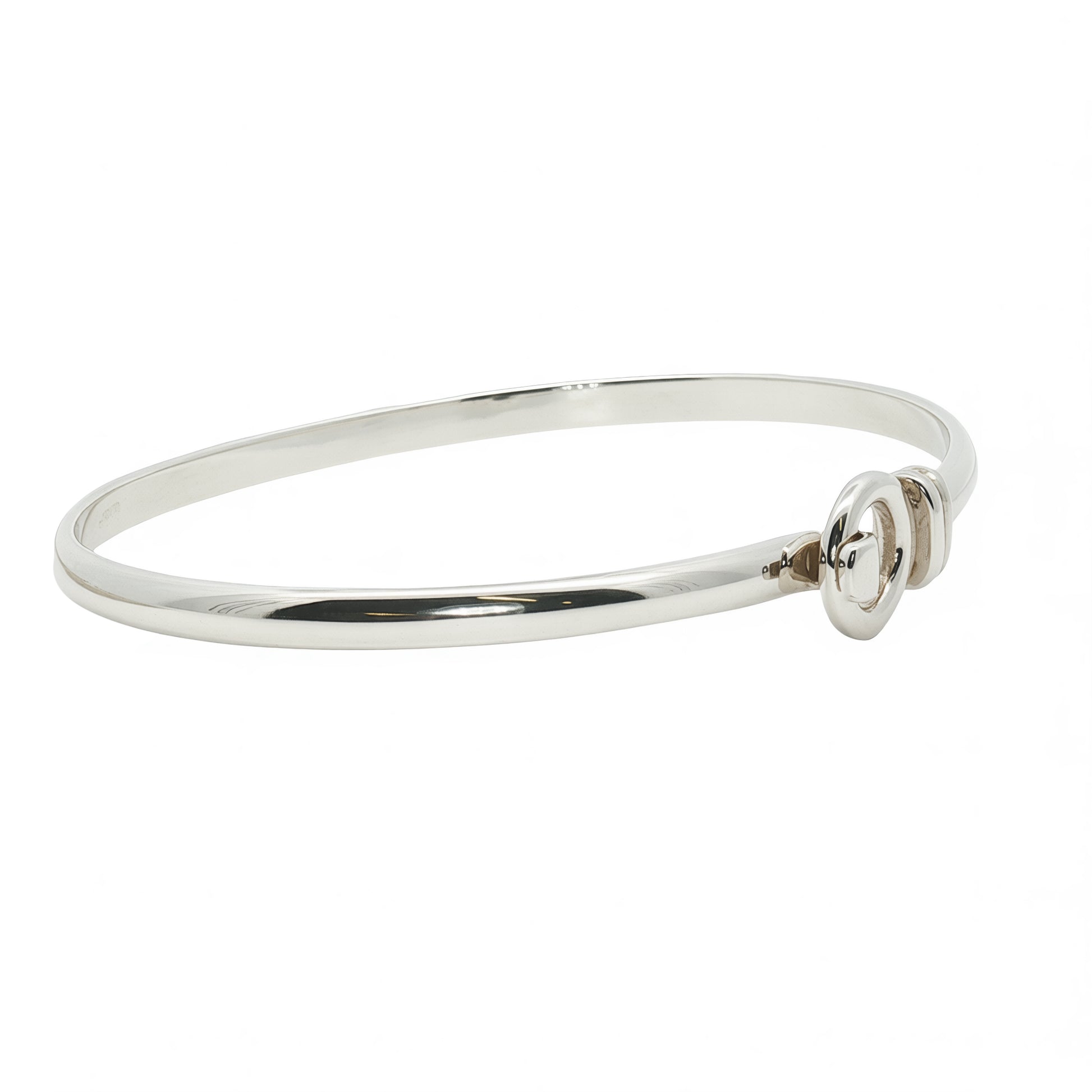 Grace & Co Solid Silver Round Hook Bangle