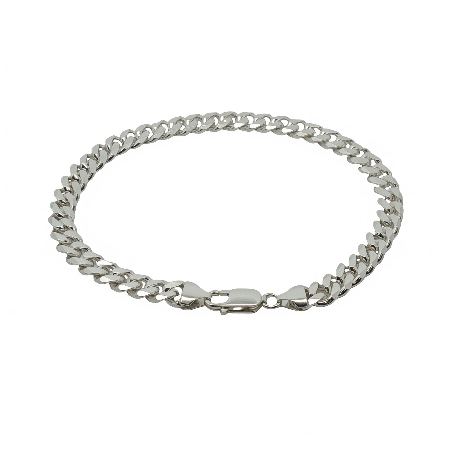 Men's Silver Curb Link Chain Bracelet, 21cm