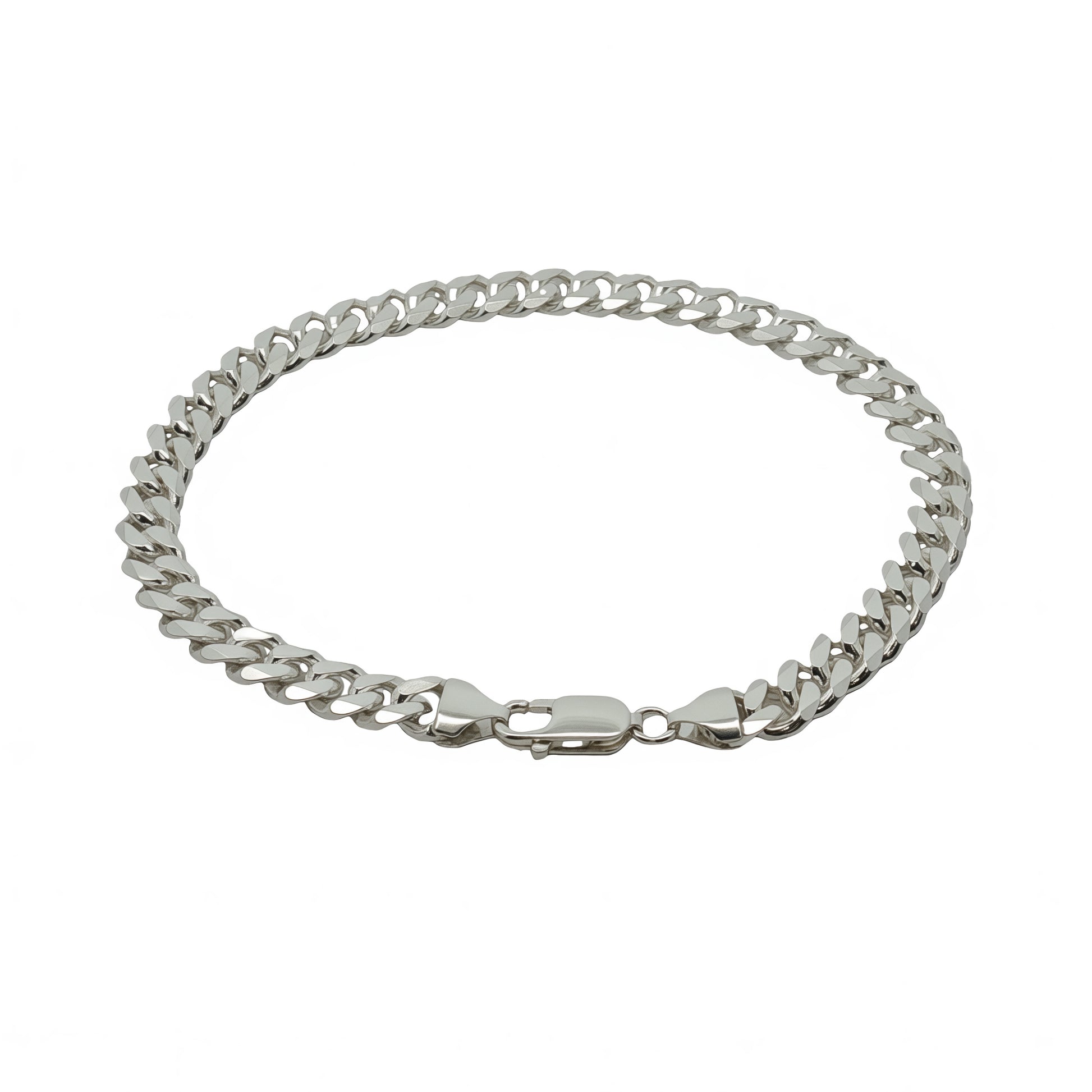 Grace & Co Men's Silver Curb Link Chain Bracelet, 21cm
