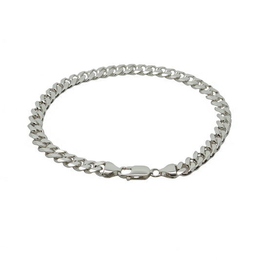Men's Silver Curb Link Chain Bracelet, 21cm