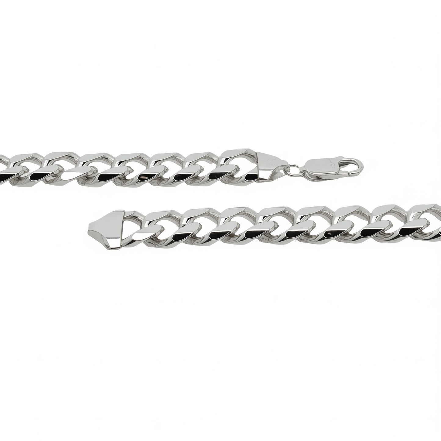 Men's Silver Heavy Diamond-Cut Curb Link Chain Bracelet, 21cm