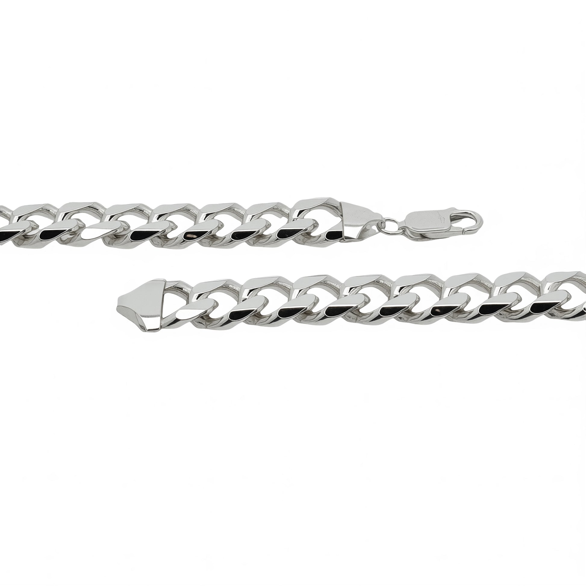 Grace & Co Men's Silver Heavy Diamond-Cut Curb Link Chain Bracelet, 21cm