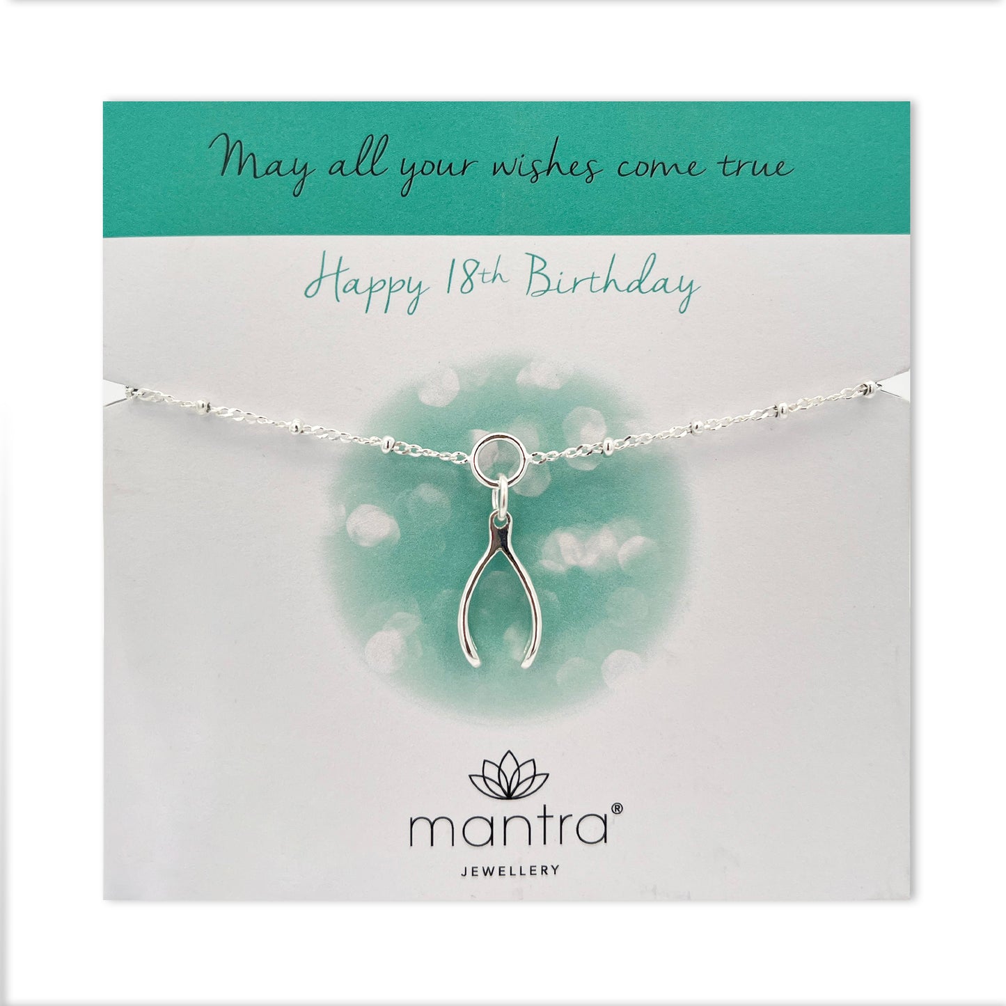 18th Birthday Wishbone Charm Bracelet in Sterling Silver