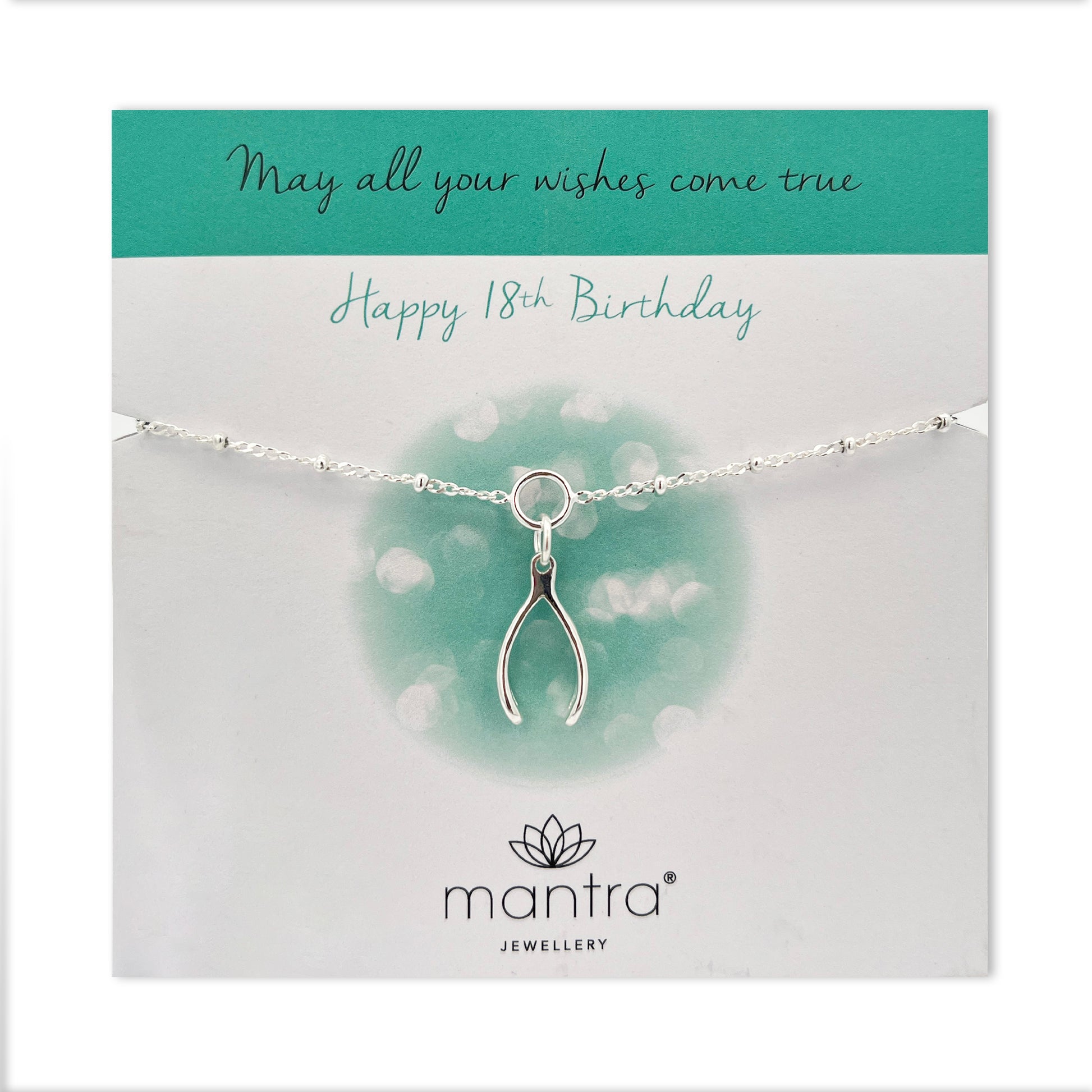 Mantra Jewellery 18th Birthday Wishbone Charm Bracelet in Sterling Silver