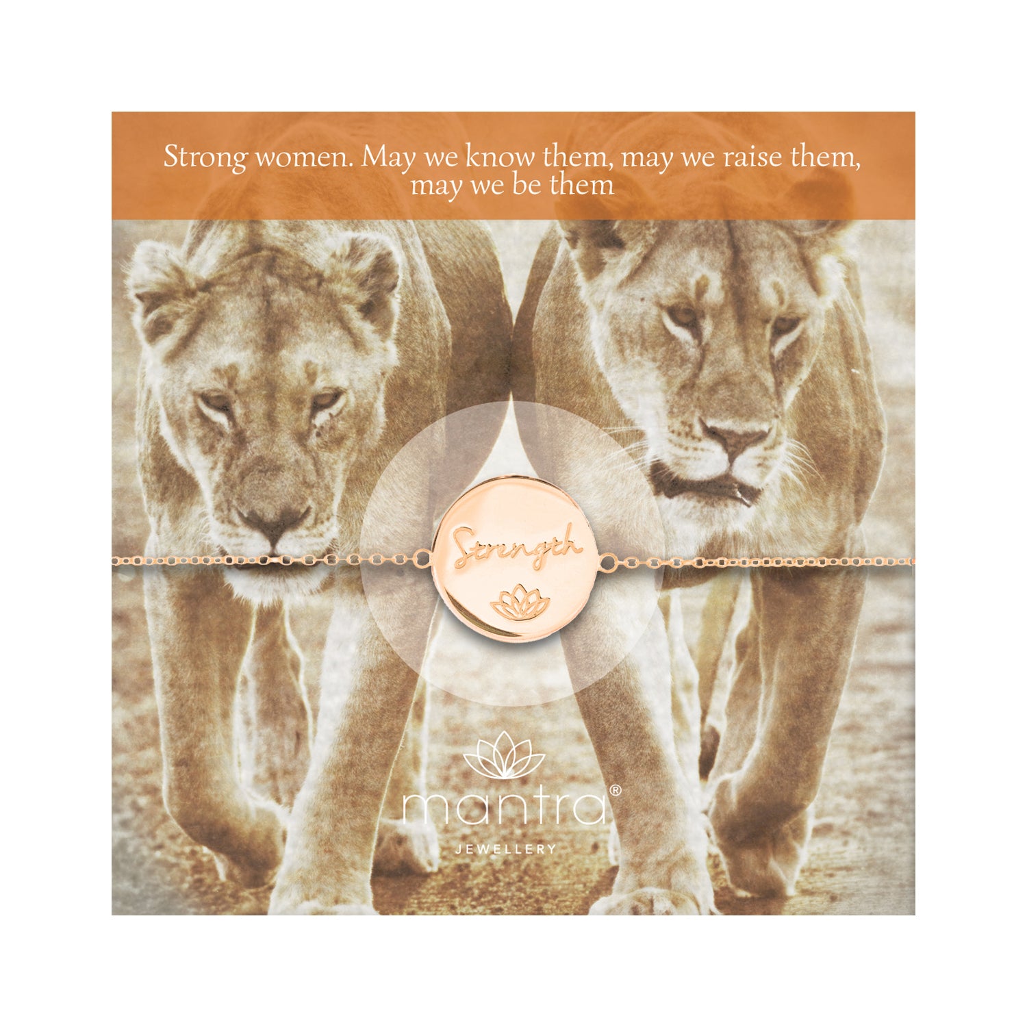 Mantra Jewellery Strength Disc Bracelet in Rose Gold