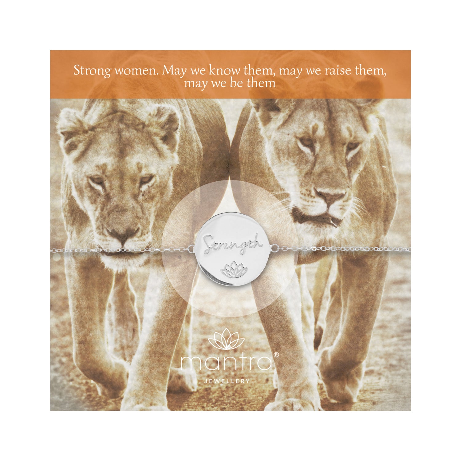 Mantra Jewellery Strength Disc Bracelet in Sterling Silver