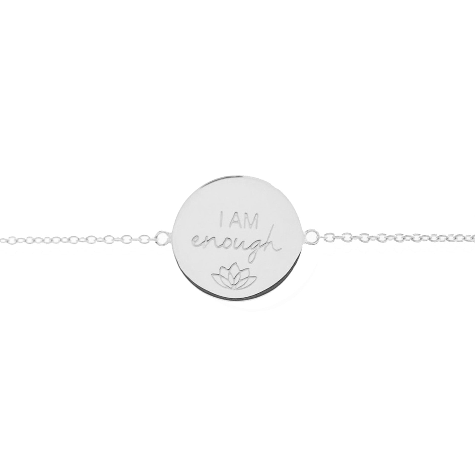 Mantra Jewellery I am Enough Disc Bracelet in Sterling Silver