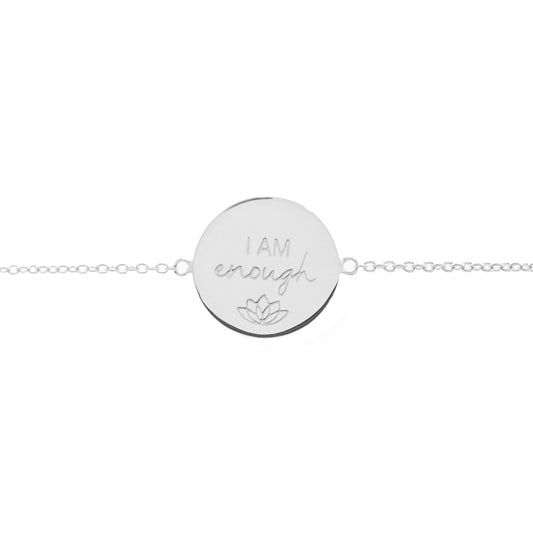 I am Enough Disc Bracelet in Sterling Silver