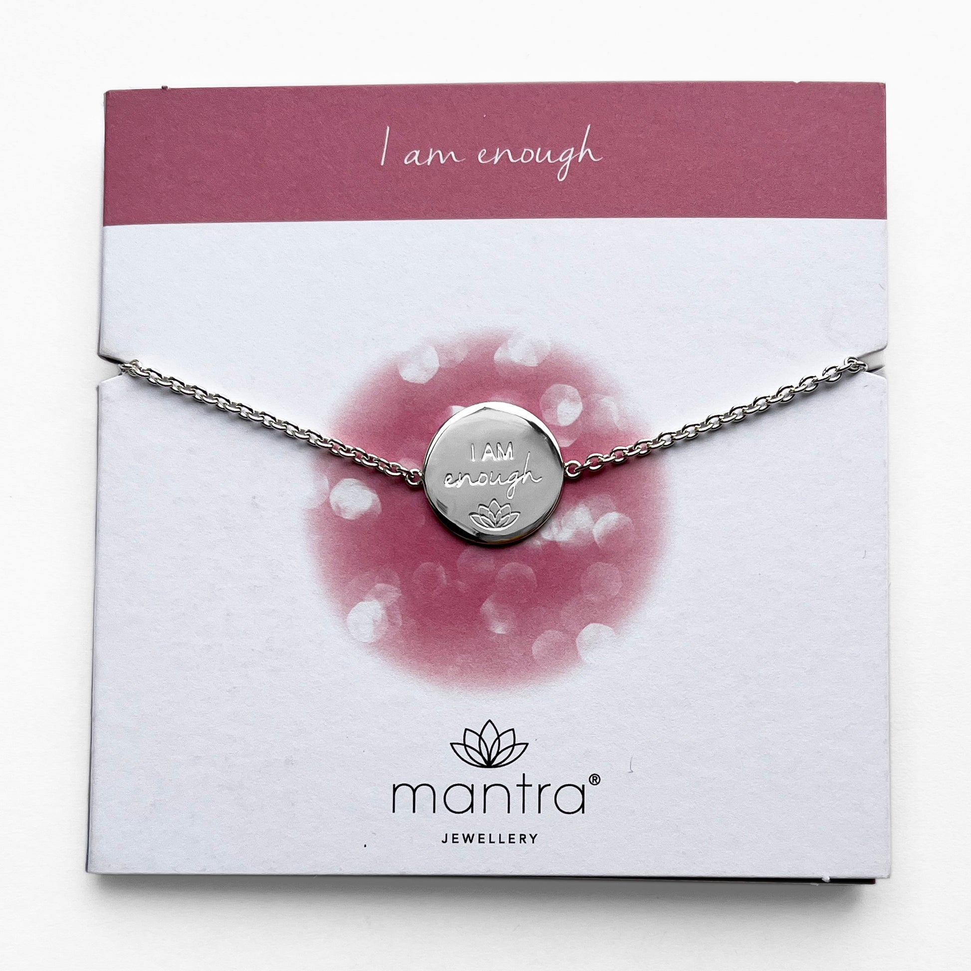 Mantra Jewellery I am Enough Disc Bracelet in Sterling Silver