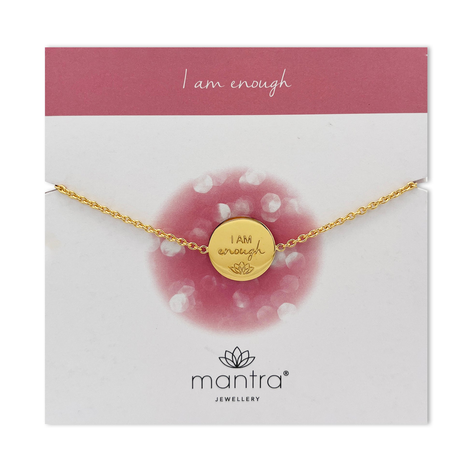 Mantra Jewellery I am Enough Disc Bracelet in Gold