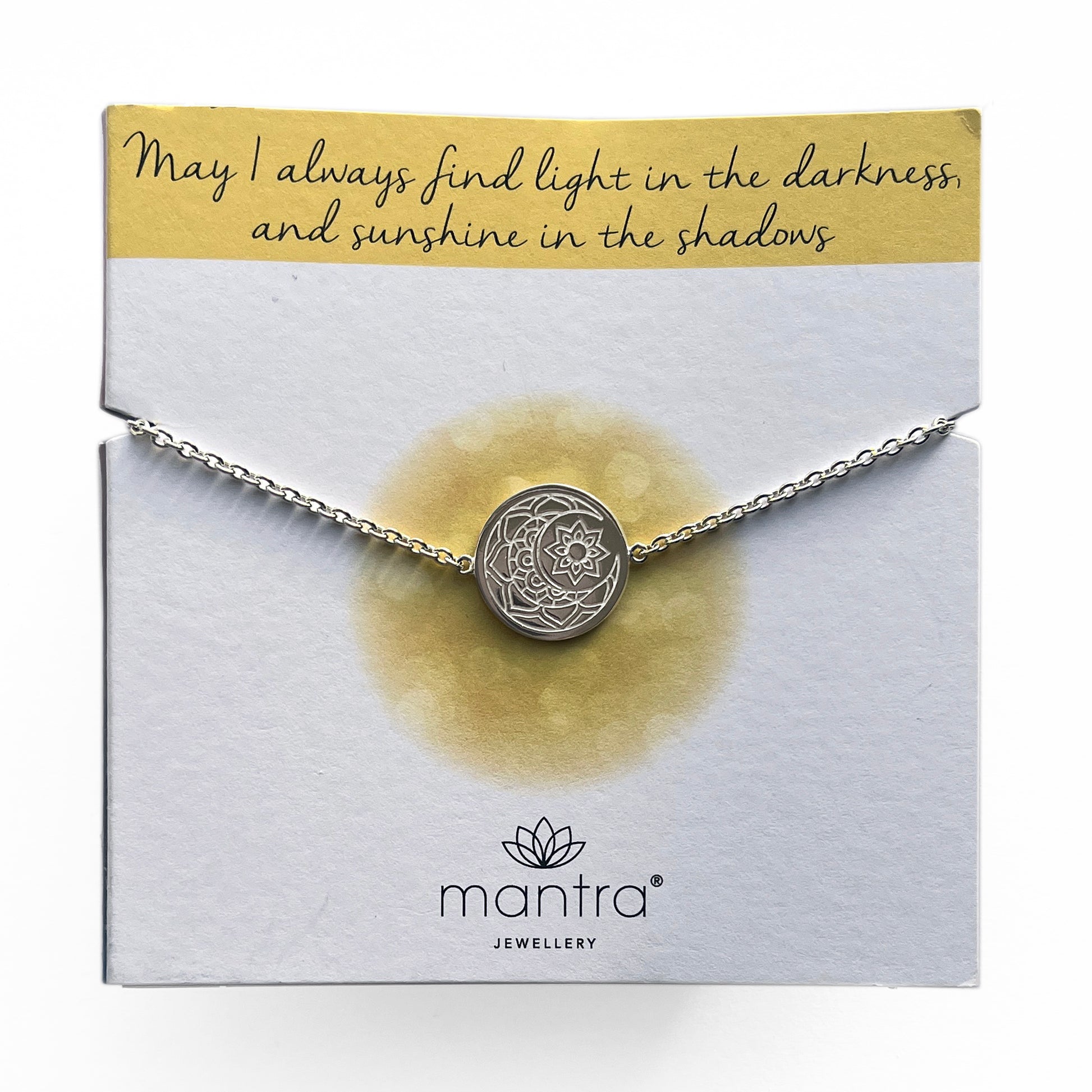 Mantra Jewellery Moon & Sun Disc Bracelet in Sterling Silver