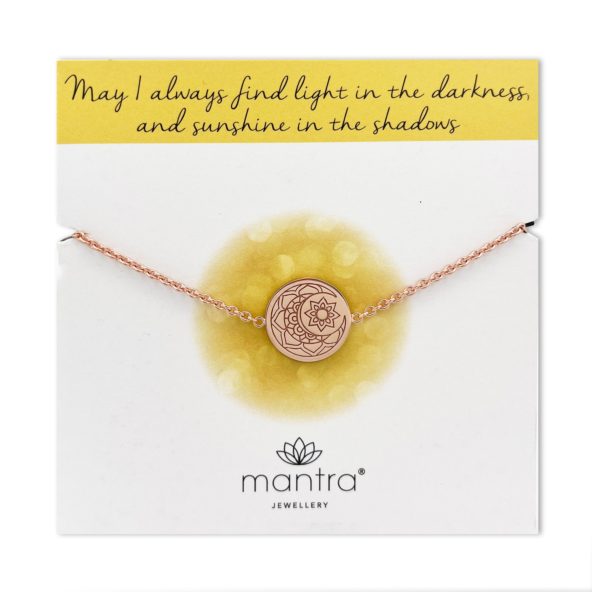 Mantra Jewellery Moon & Sun Disc Bracelet in Rose Gold