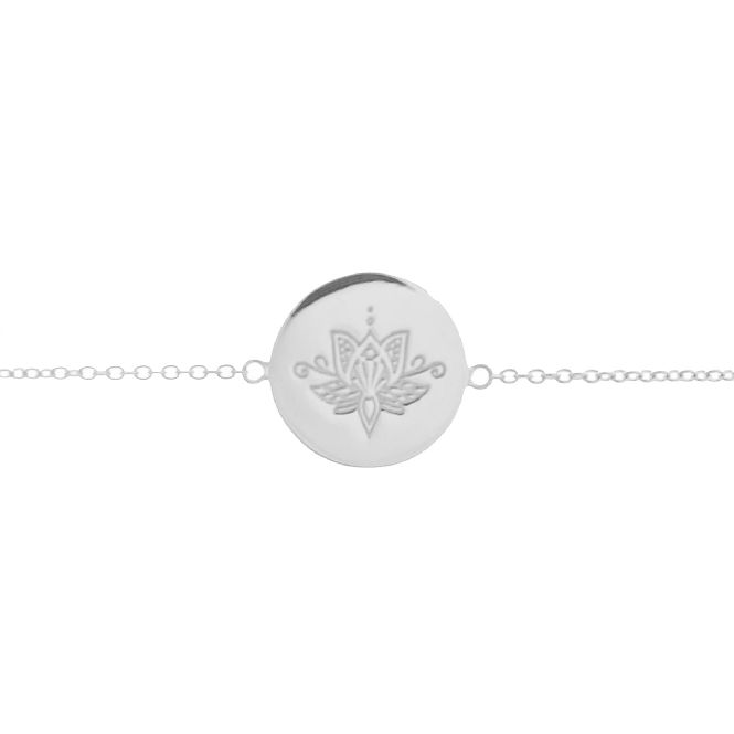 Mantra Jewellery Lotus Flower Disc Bracelet in Sterling Silver