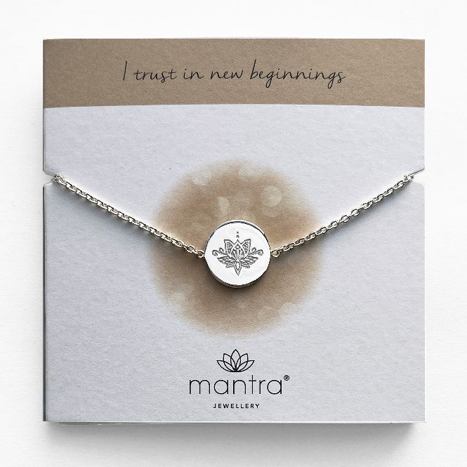 Mantra Jewellery Lotus Flower Disc Bracelet in Sterling Silver