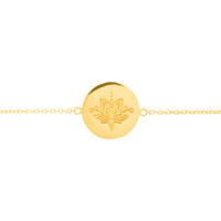 Lotus Flower Disc Bracelet in Gold