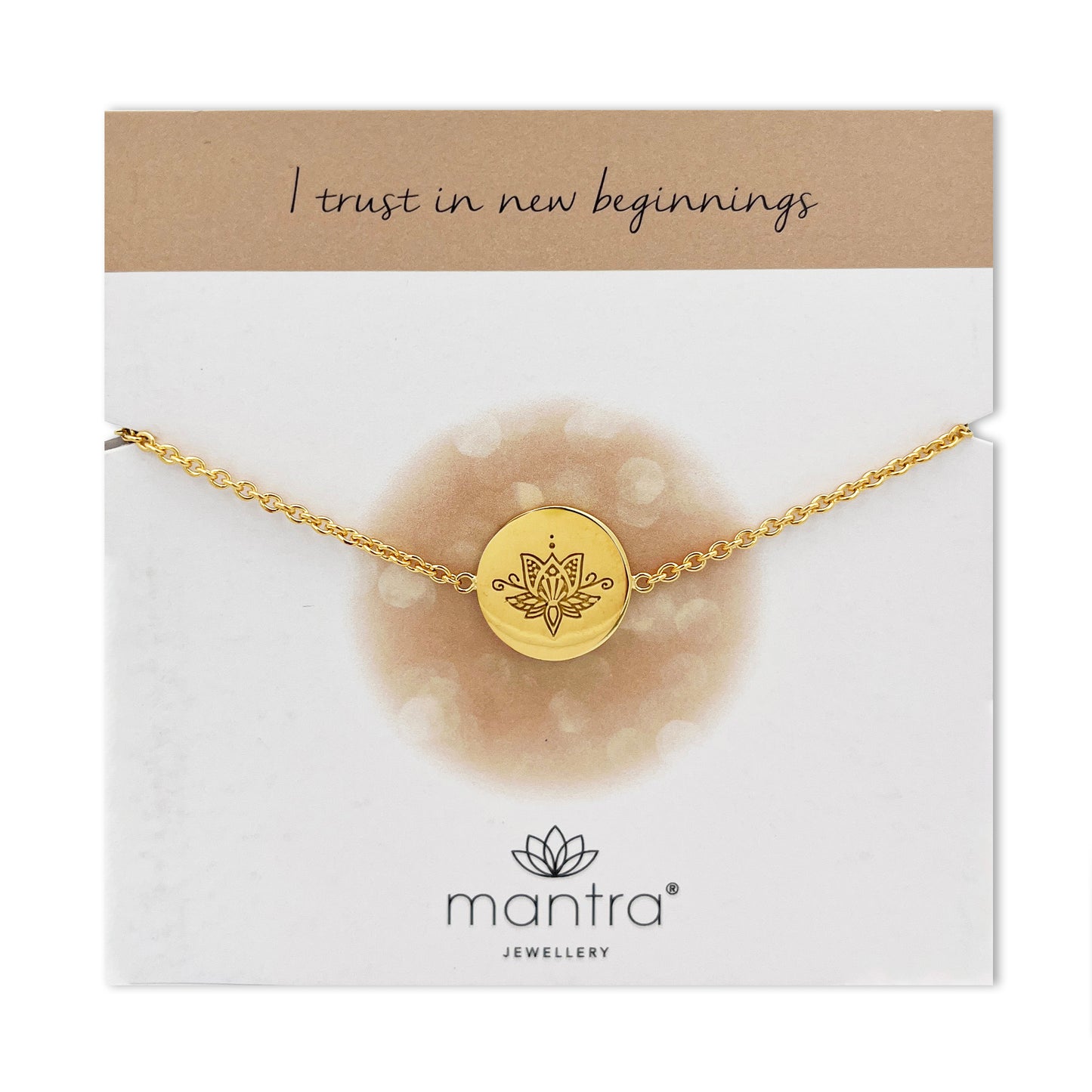 Lotus Flower Disc Bracelet in Gold