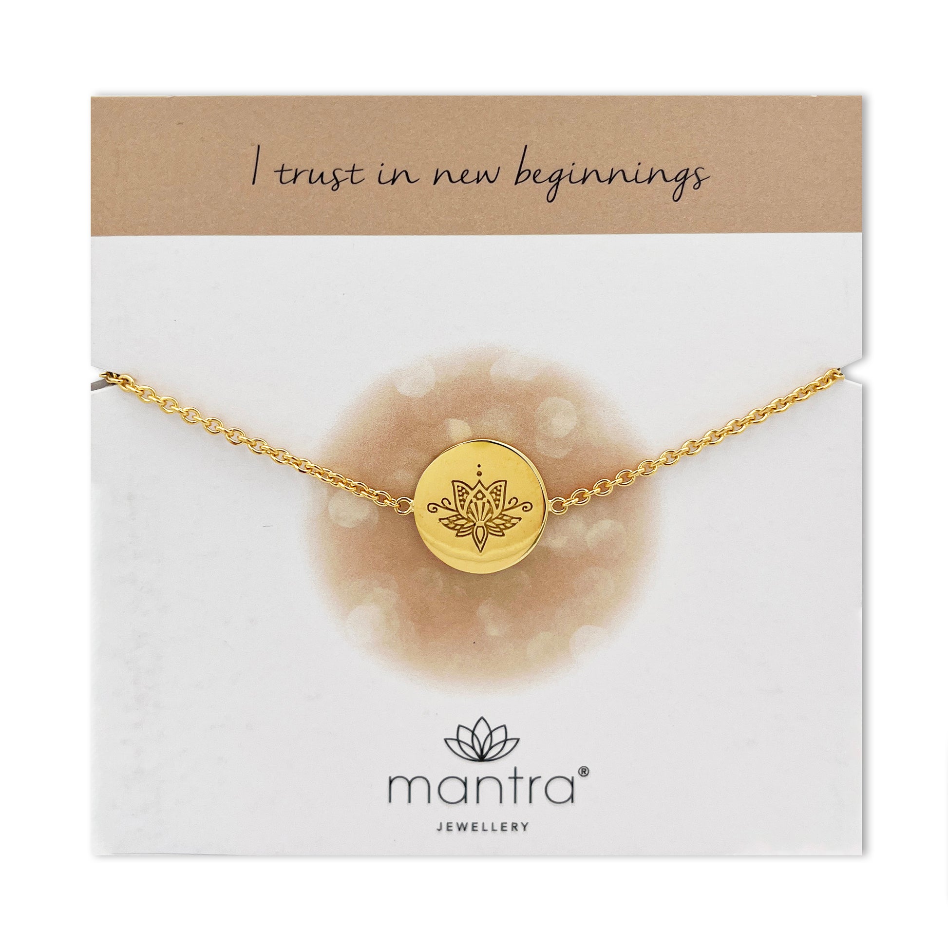 Mantra Jewellery Lotus Flower Disc Bracelet in Gold