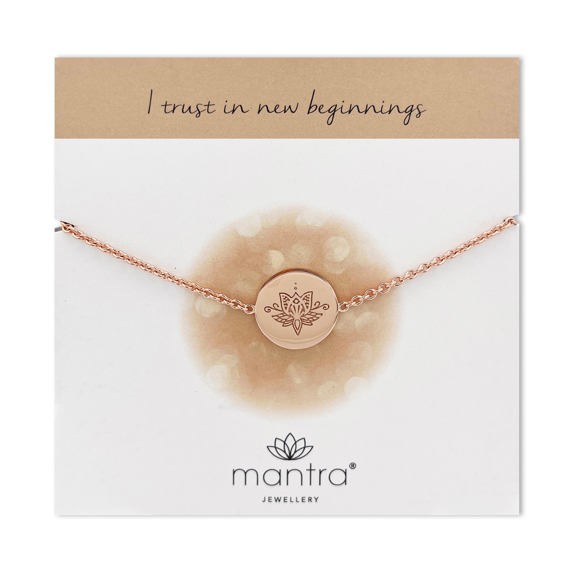 Mantra Jewellery Lotus Flower Disc Bracelet in Rose Gold
