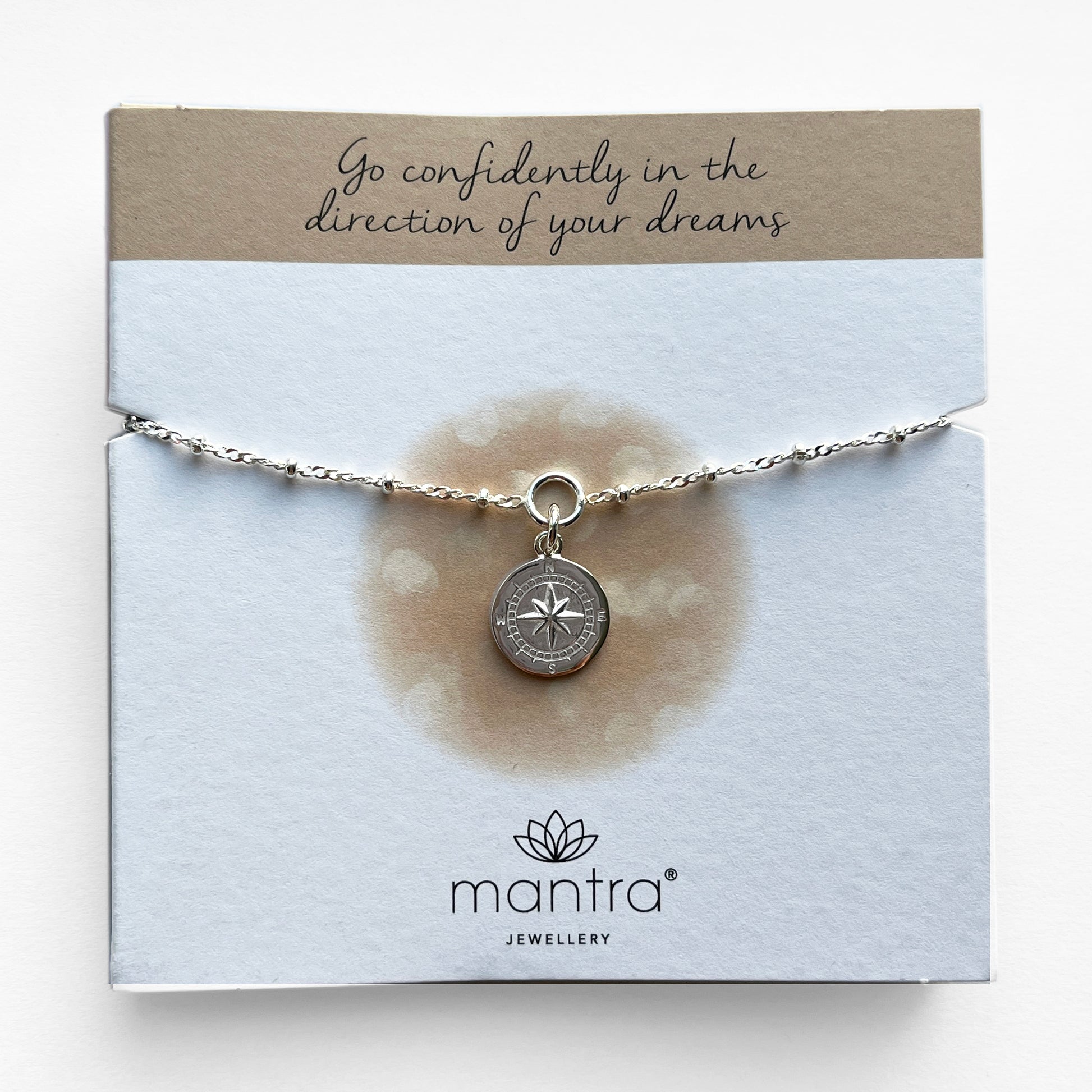 Mantra Jewellery Compass Charm Bracelet in Sterling Silver