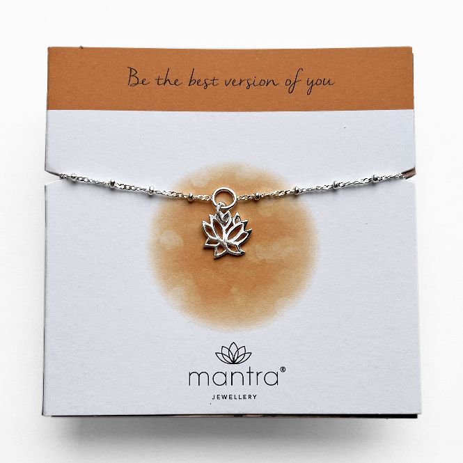 Lotus Charm Bracelet in Sterling Silver