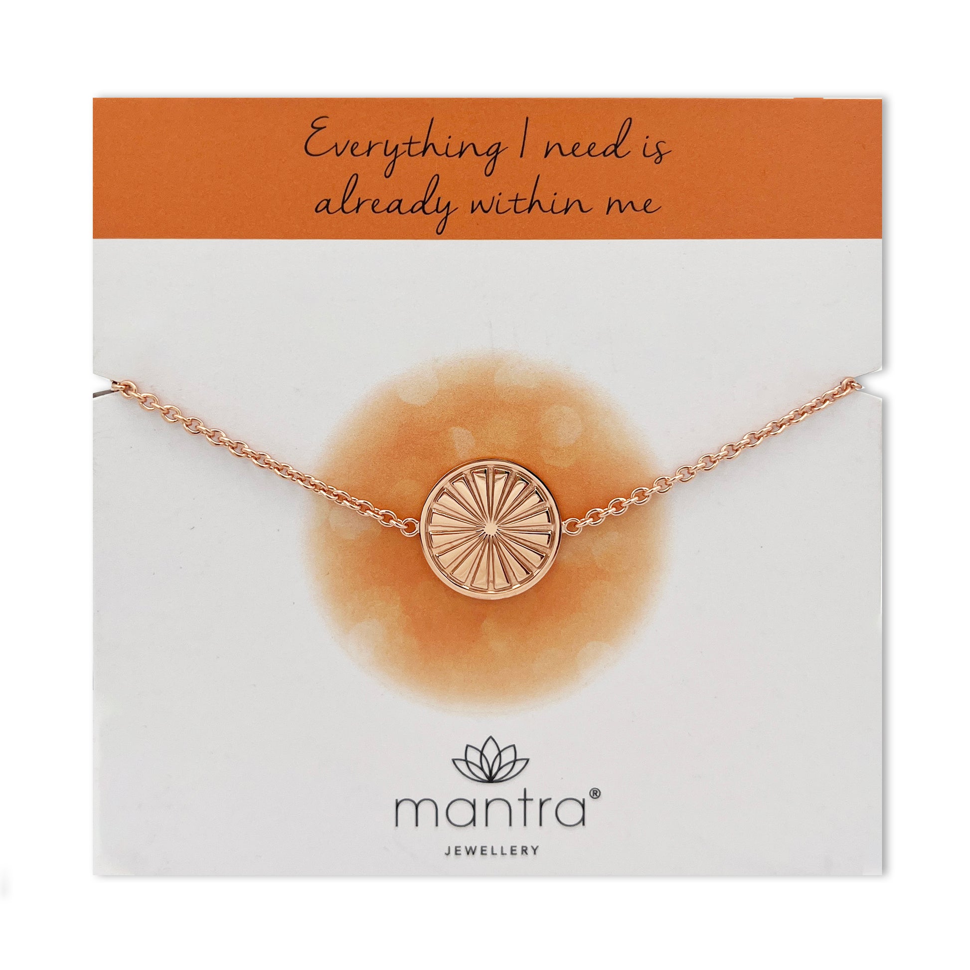 Mantra Jewellery Everything I Need Disc Bracelet in Rose Gold