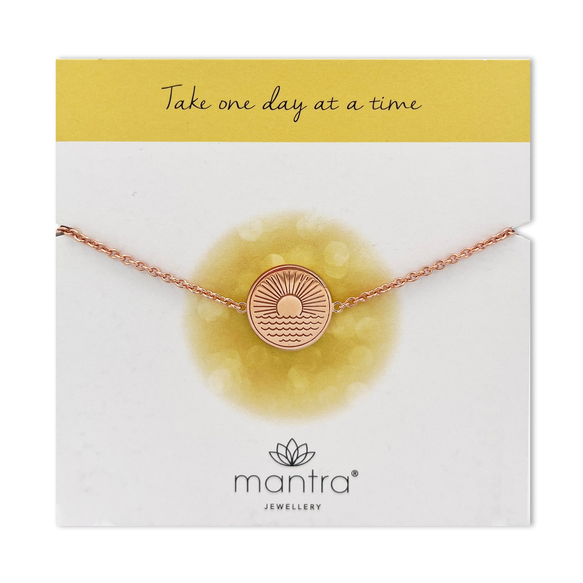 Mantra Jewellery One Day at a Time Disc Bracelet in Rose Gold