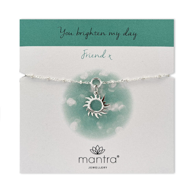 Mantra Jewellery Friendship Sunshine Charm Bracelet in Sterling Silver