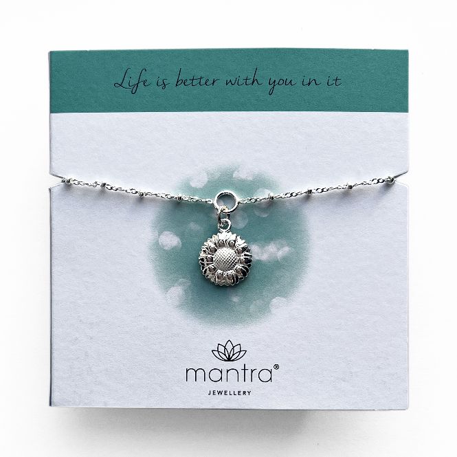 Sunflower Charm Bracelet in Sterling Silver
