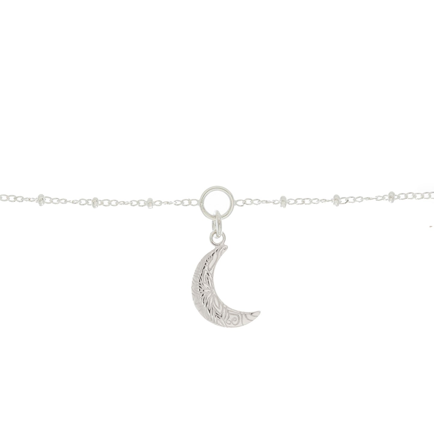 Crescent Moon Charm Bracelet in Sterling Silver