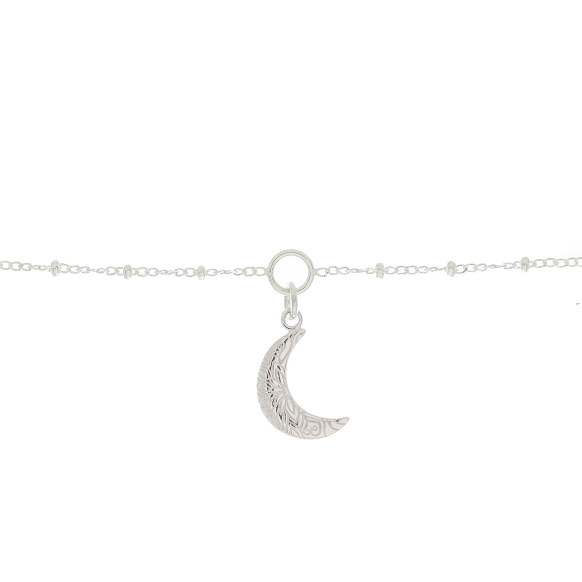 Mantra Jewellery Crescent Moon Charm Bracelet in Sterling Silver