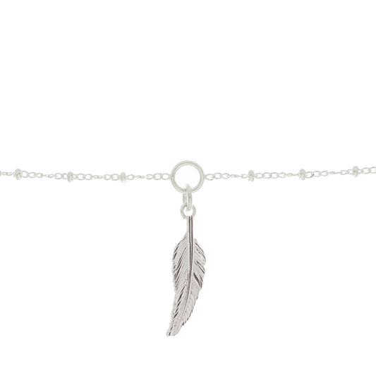 In Memory Of Feather Charm Bracelet in Sterling Silver