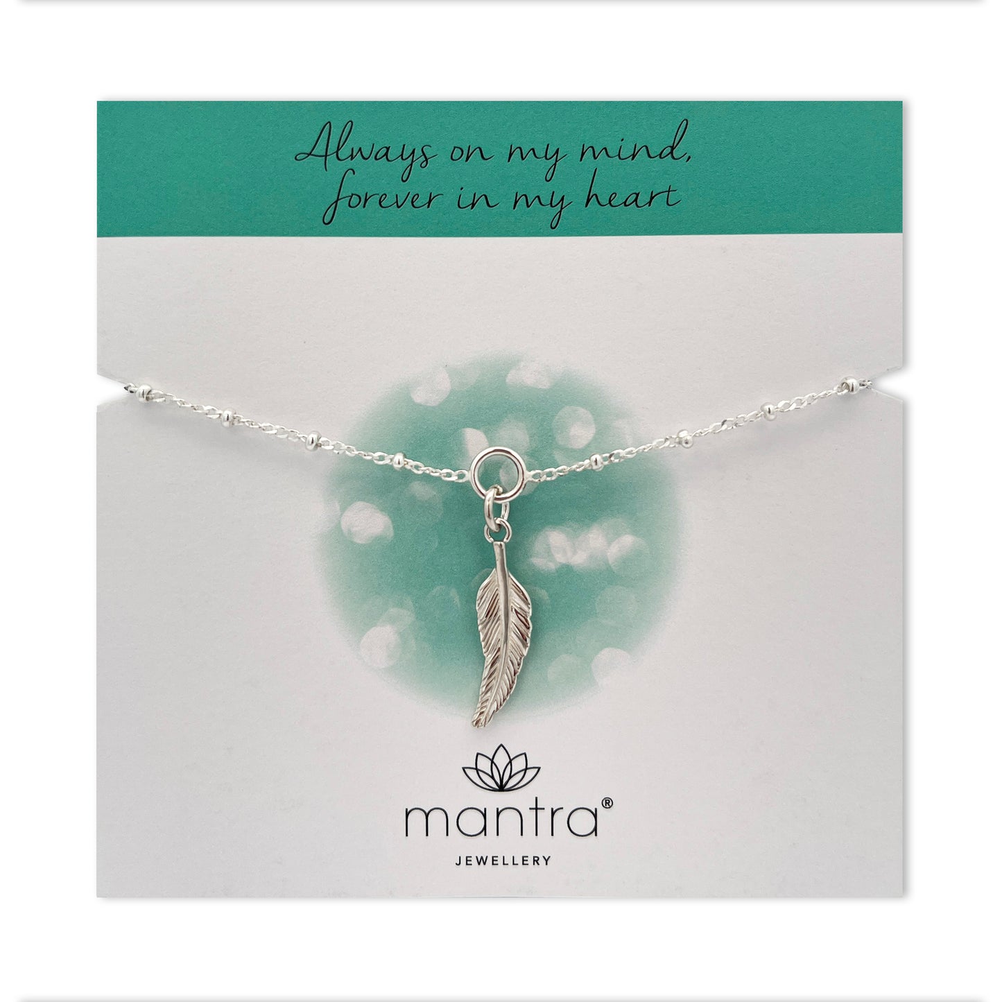In Memory Of Feather Charm Bracelet in Sterling Silver