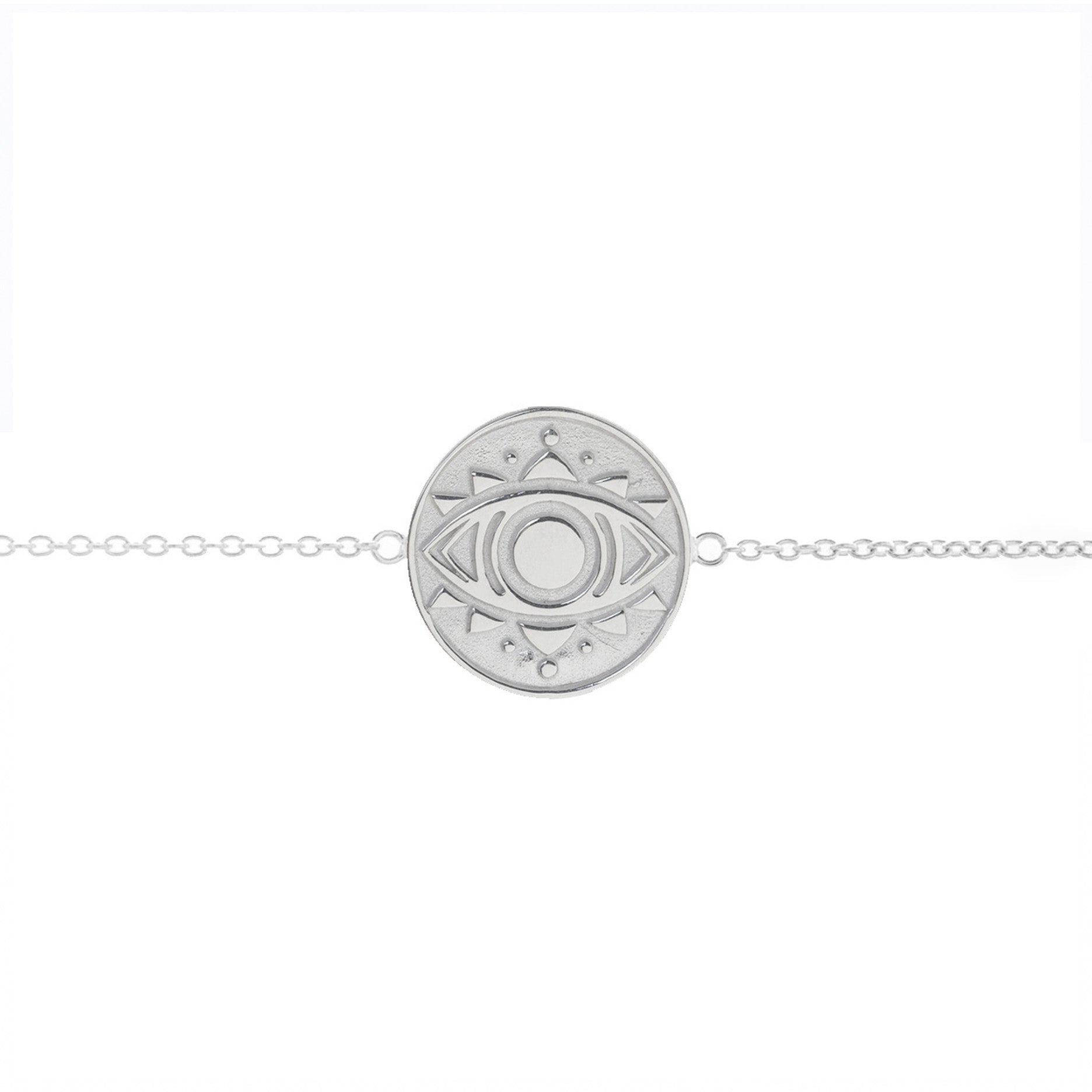 Mantra Jewellery Evil Eye Disc Bracelet in Sterling Silver