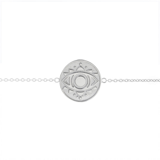 Evil Eye Disc Bracelet in Sterling Silver