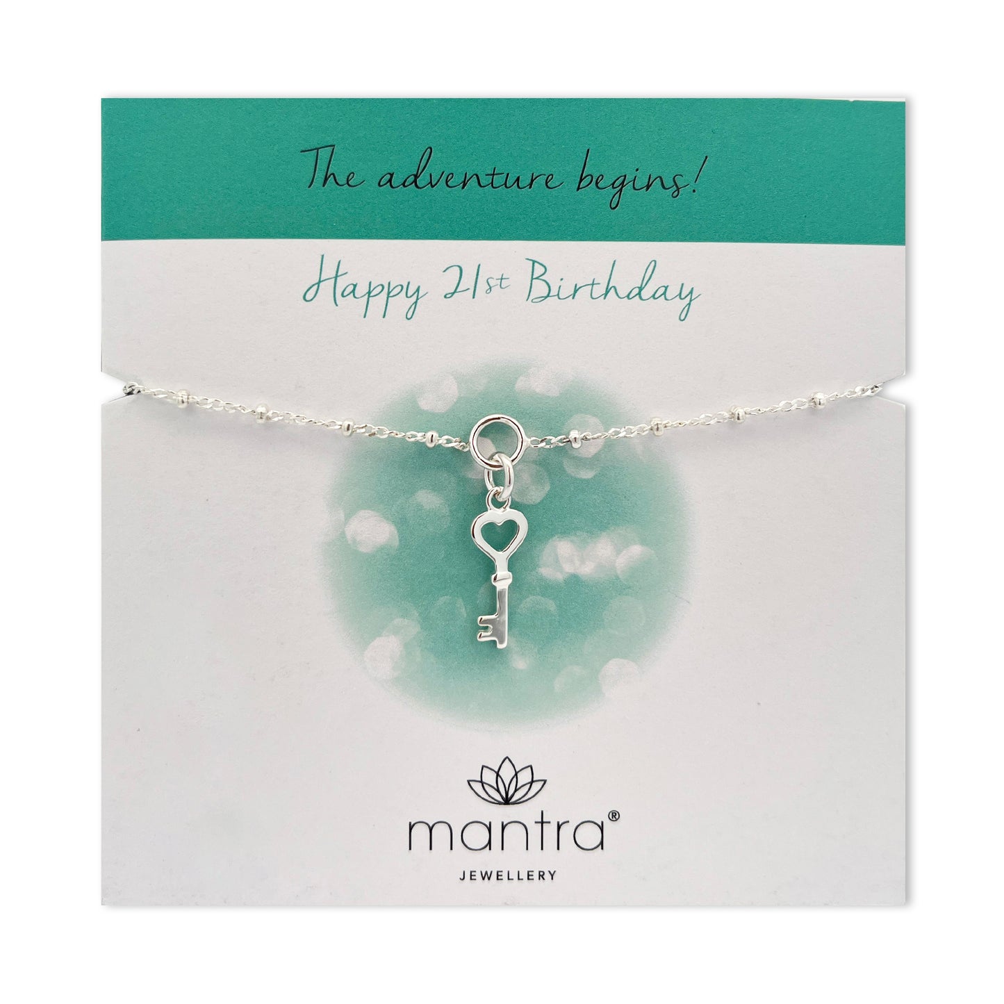 21st Birthday Key Charm Bracelet in Sterling Silver
