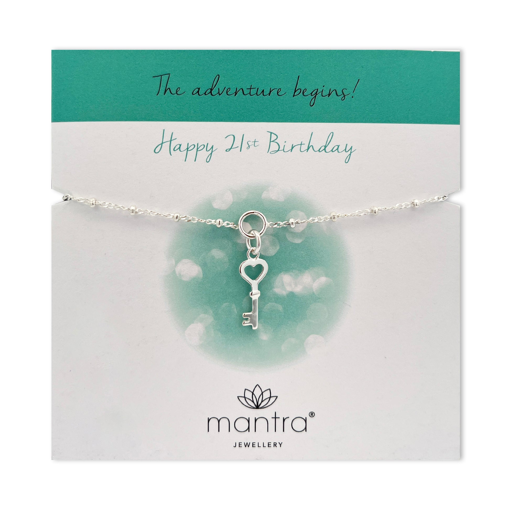 Mantra Jewellery 21st Birthday Key Charm Bracelet in Sterling Silver