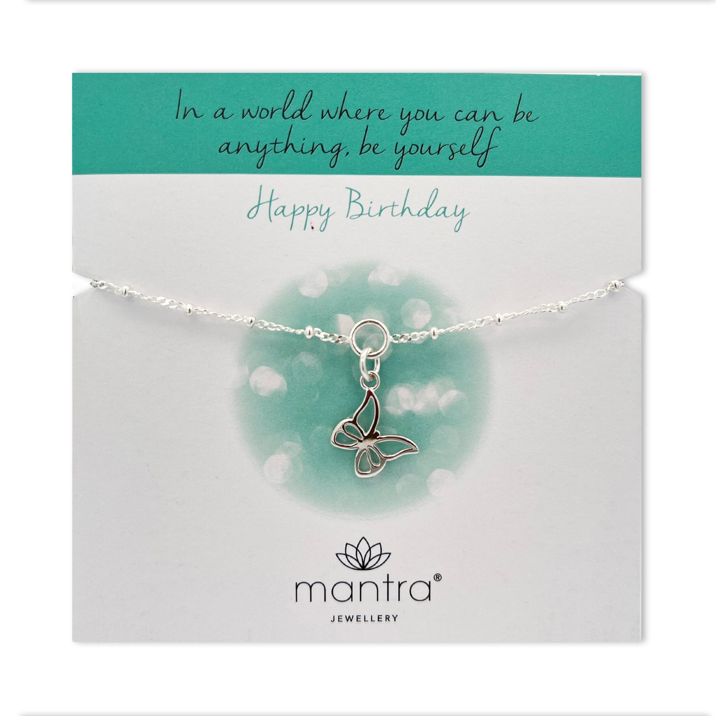 Birthday Butterfly Charm Bracelet in Sterling Silver
