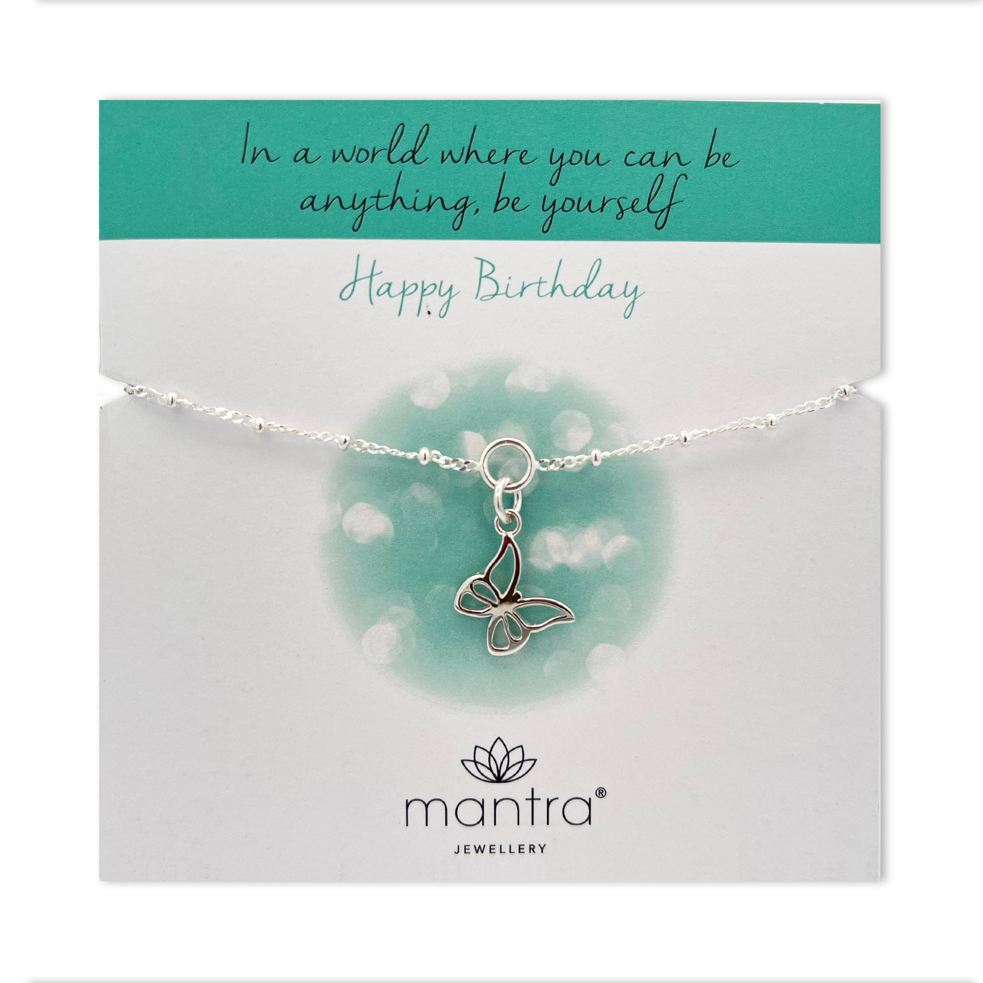 Mantra Jewellery Birthday Butterfly Charm Bracelet in Sterling Silver